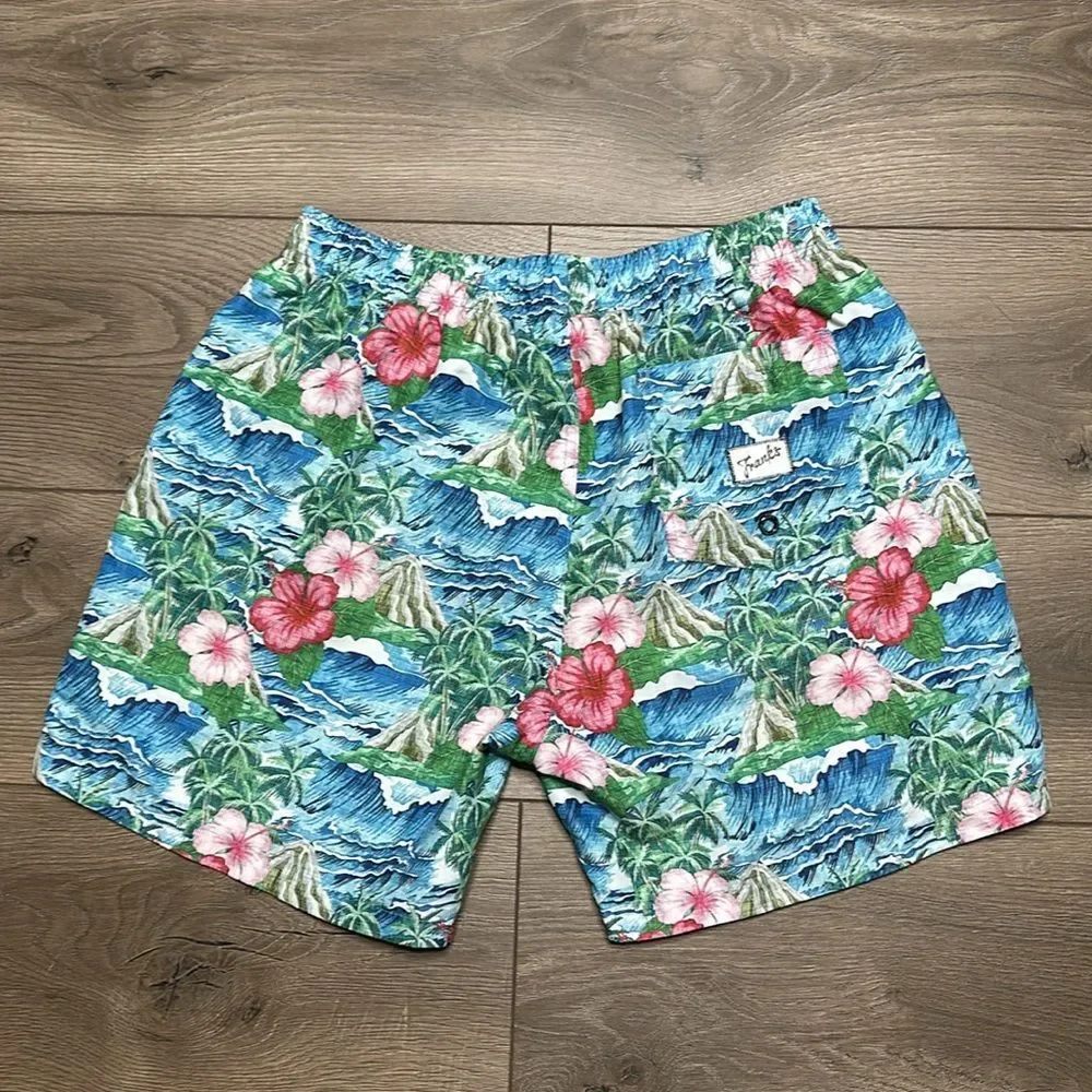 Franks 6” Volcano Oahu‎ Floral Print Lined Swim Shorts Size XL